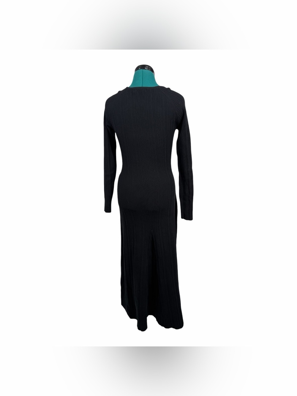 Anna Quan Vensa Rib Knit Scoop Neck Midi Dress Black Long Sleeve Size 12 - Picture 4 of 8